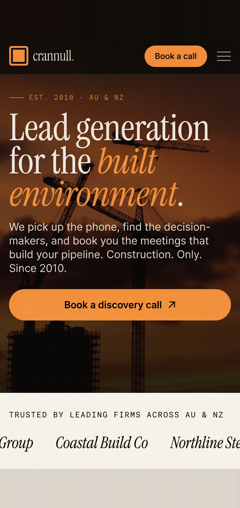 Crannull — Lead Generation small business website design example